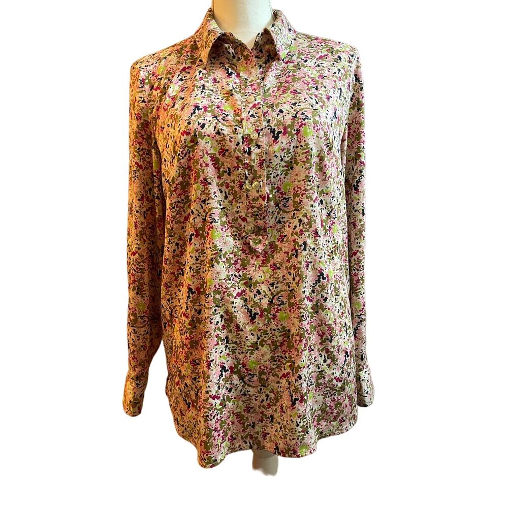 Ann Taylor size 8 pink and green dress shirt
